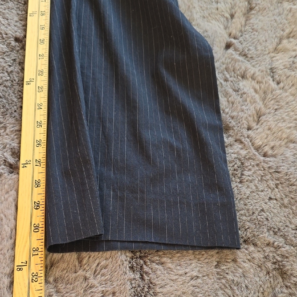 Pinstripe Navy Blue Pin Strip Curvy Size 8 Straight Wide Trousers - Picture 7 of 9